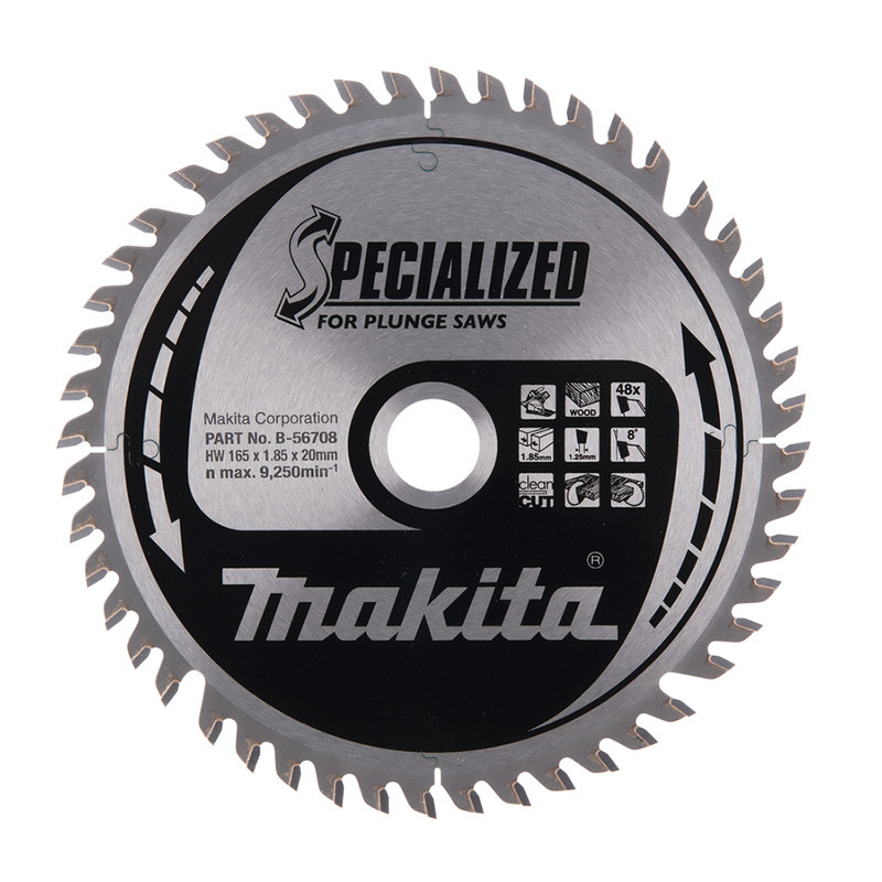 Pjūklo diskas medienai 165x1,85x20mm, 8°, T48, TCT SPECIALIZED B-56708 MAKITA