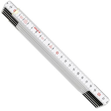 Wooden ruler, 2 m, HW 2/10, white, SOLA