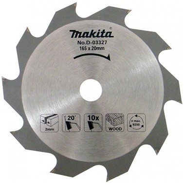 Pjūklo diskas 165x20x2,0 mm, 10 dantų D-03327 Makita