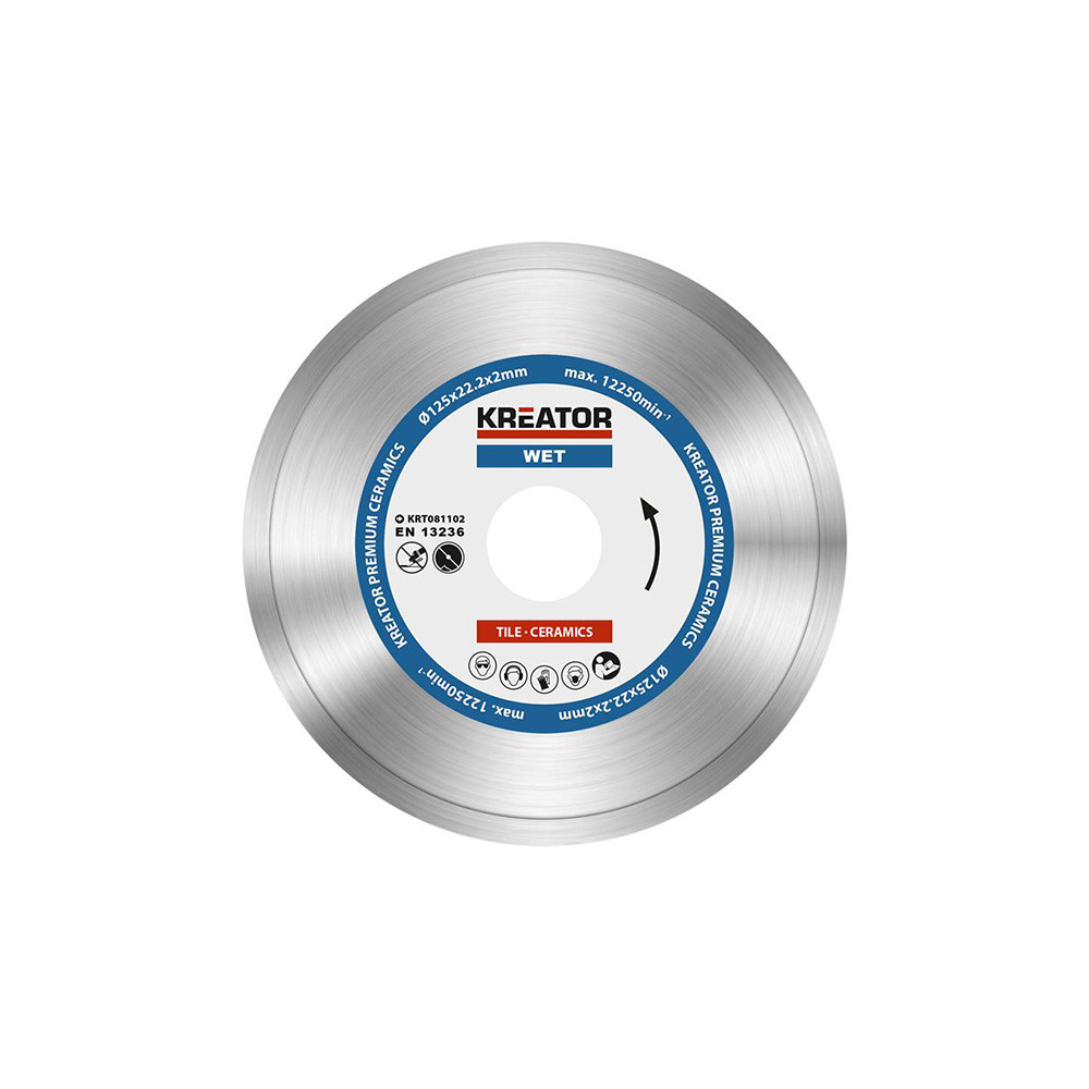 Diamond cutting disc Ø125x22.2x2mm, for wet cutting Kreator