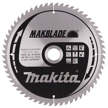 Saeketas Ø260x30x2.3mm 60T 5 ° LS / LH / LF Makita