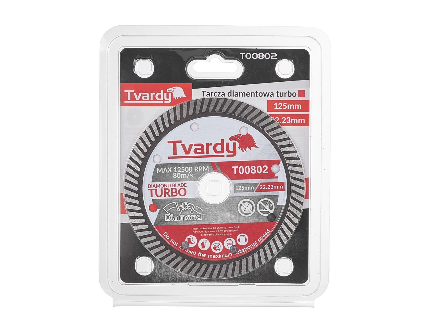 Turbo dimanta disks 125mm, 10mm augsts dimanta pārklājums, T00802, TVARDY