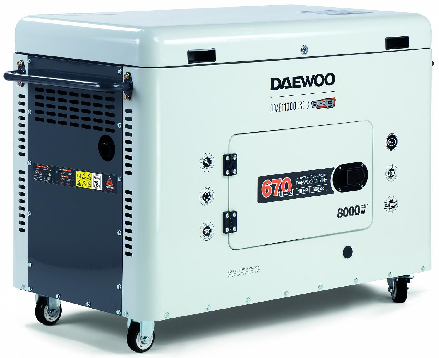 Dīzeļa ģenerators 668cc 8.0kW 230V/380V DDAE 11000DSE-3 DAEWOO