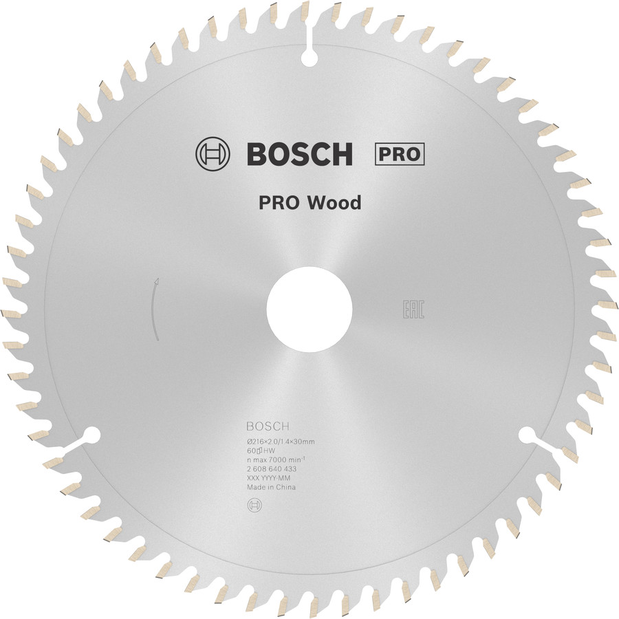 Stacionārā ripzāģa disks 216x30x60, kokam, Paneļzāģiem PRO WOOD RIPZĀĢA ASMENS, 2608640433, BOSCH