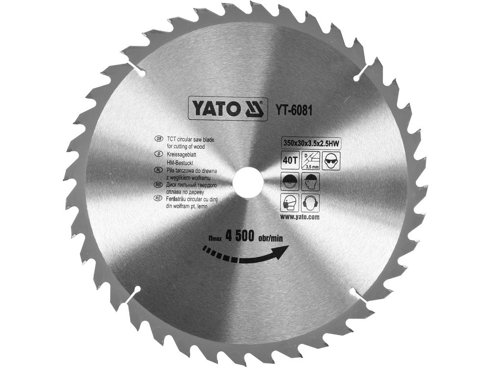 Pjūklo diskas medienai  350X30mm 40T YT-6081 YATO