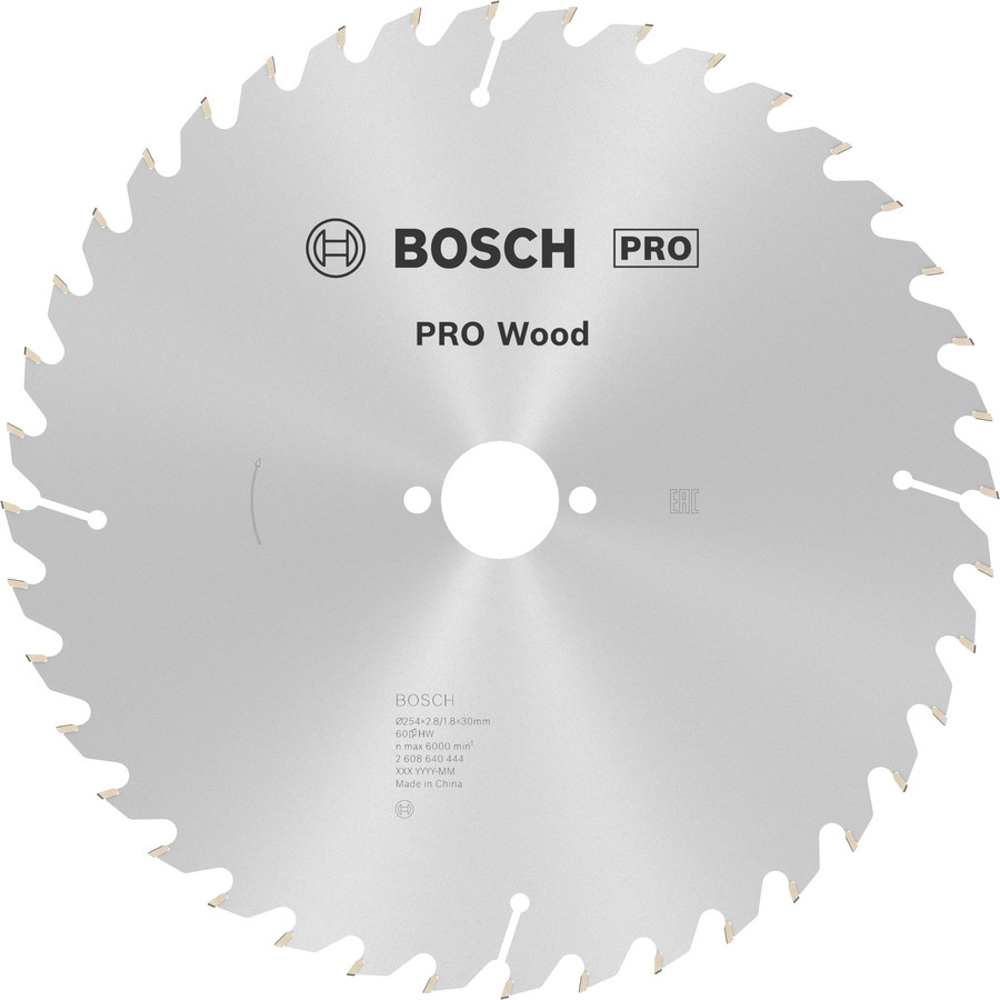 Stacionārā ripzāģa disks 254x30x60, kokam, Galda zāģiem PRO WOOD RIPZĀĢA ASMENS, 2608640444, BOSCH