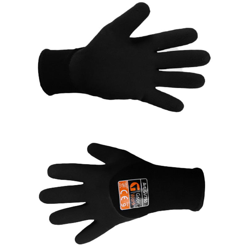 Nylon warm gloves with latex cover, size 10 GSON