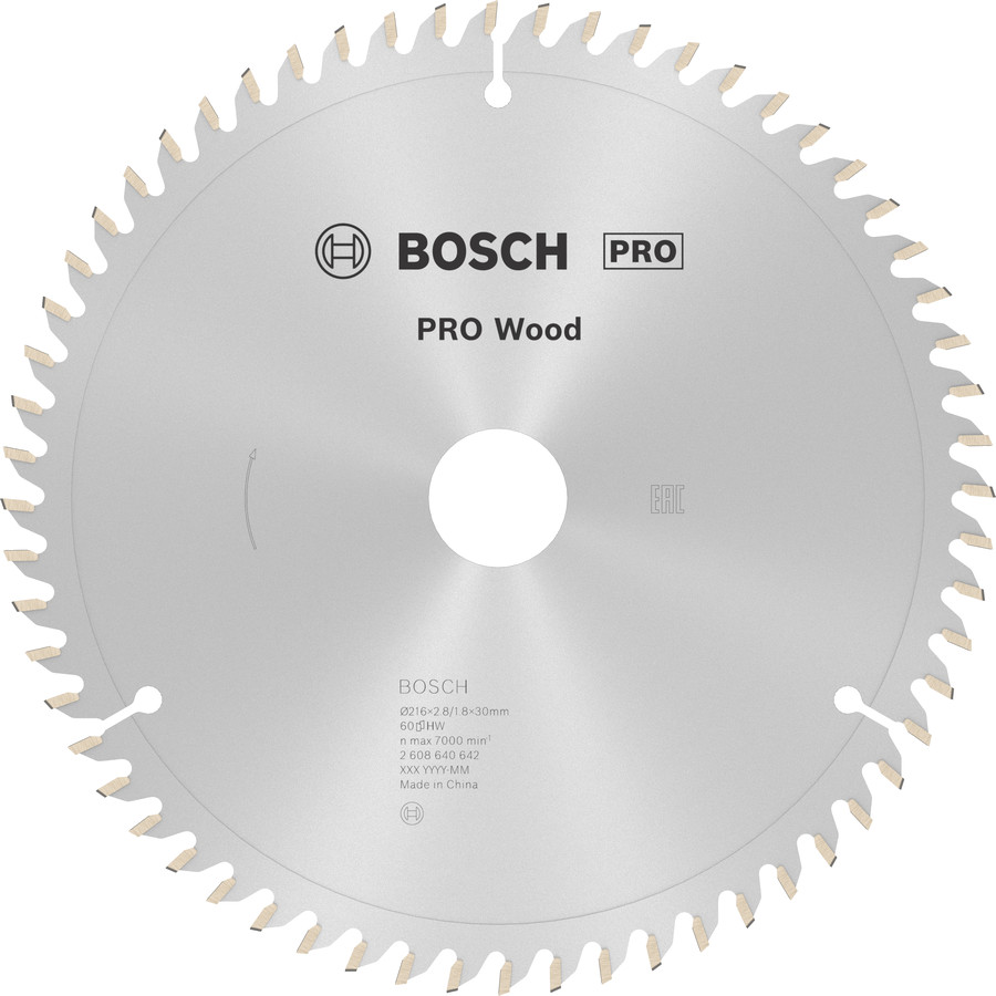 Ripzāģa disks 216x30 mm Optiline Wood, Paneļzāģiem PRO WOOD RIPZĀĢA ASMENS, 2608640642, BOSCH