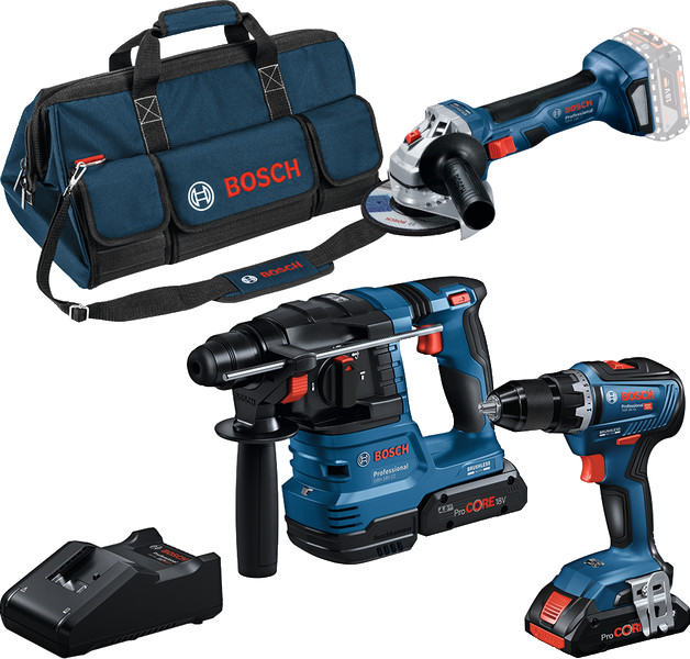 Combo kit 3-TLG. KIT 18V: GSR 18V-55 + GWS 18V-7 + GBH 18V-22 + 2 X 4.0AH (PC) + GAL 18V-40 (C) PROFESSIONAL, 0615A50035 BOSCH