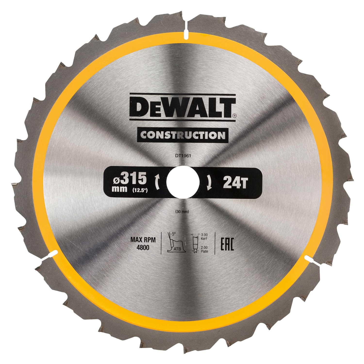 Zāģripa CONSTRUCTION 315x30mm 24T DT1961-QZ DEWALT