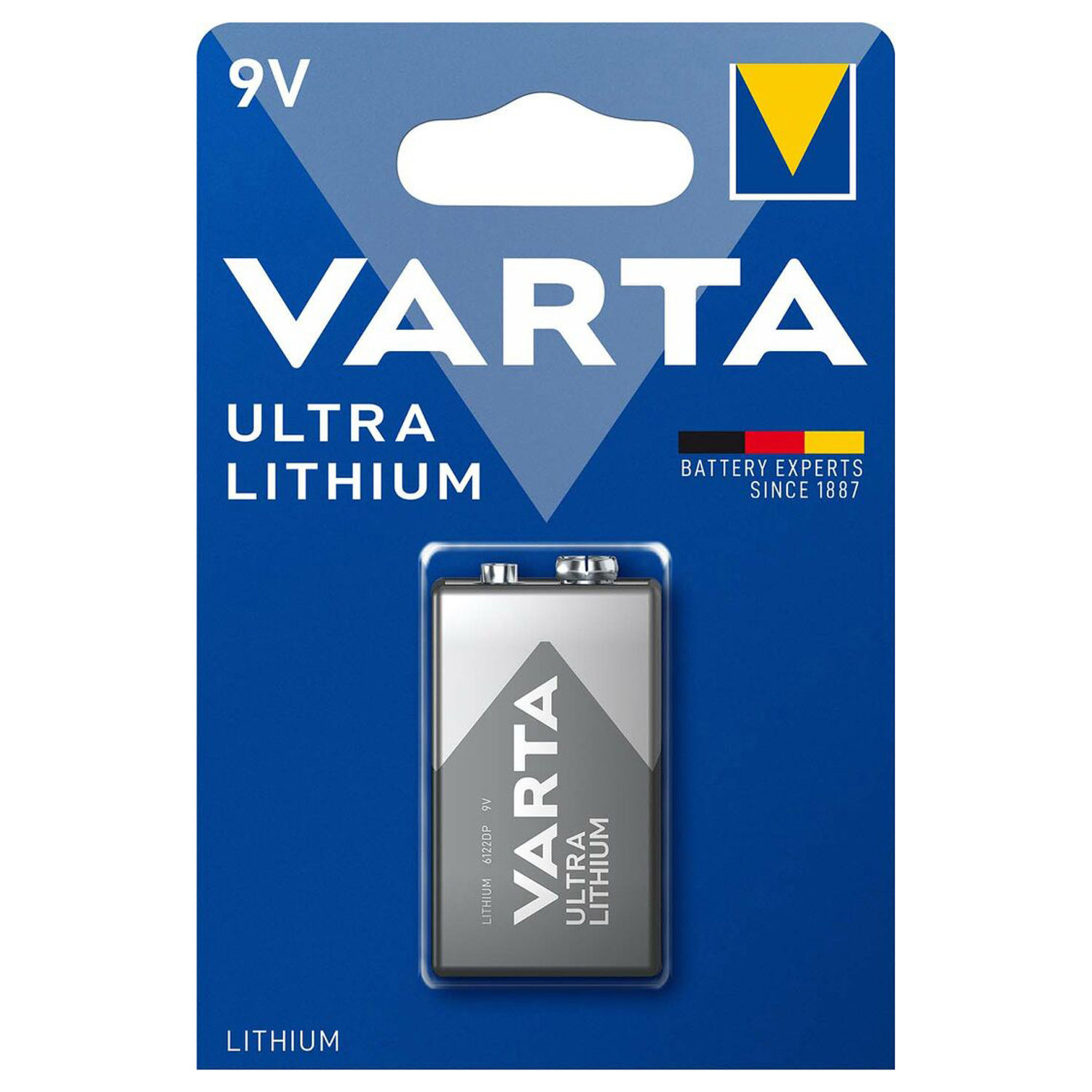 Litija baterija 'Ultra Lithium', 9V, 1200 mAh, R322160, VARTA