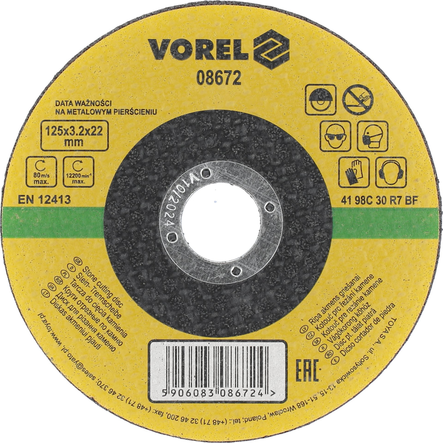 STONE CUTTING DISC 125x3.2x22MM 08672 VOREL