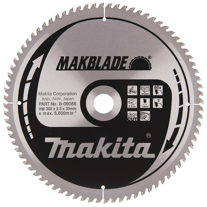 Pjūklo diskas MAKBLADE 305X2.3X30mm, 5°, T80, B-09086 MAKITA