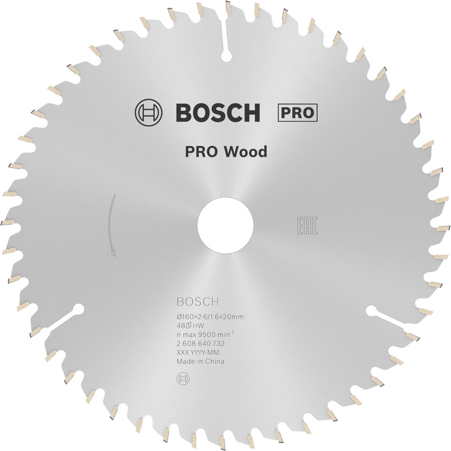 Ripzāģa disks 160x20/16 Optiline Wood, Rokas ripzāģiem PRO WOOD RIPZĀĢA ASMENS, 2608640732, BOSCH