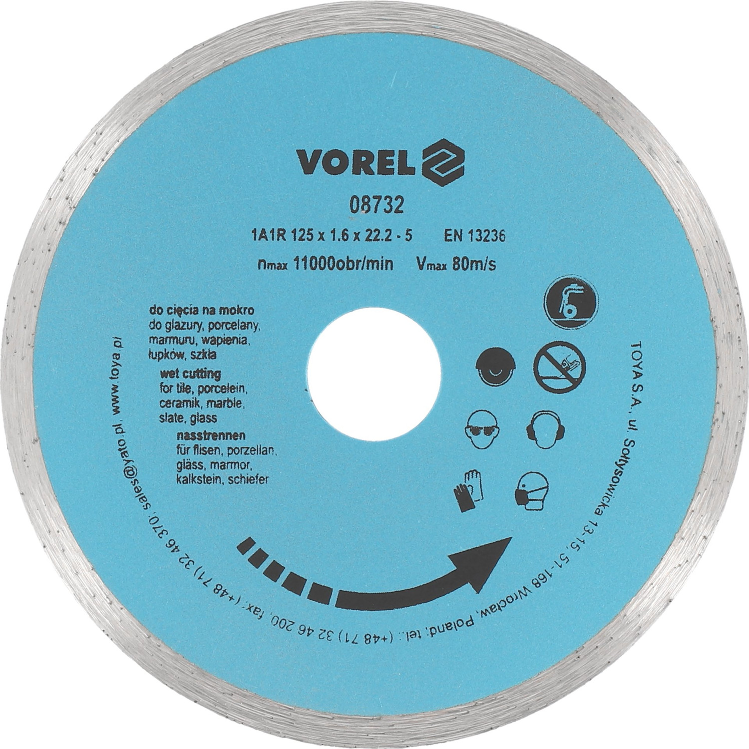 DIAMOND BLADE, CONTINOUS RIM 125MM 08732 VOREL