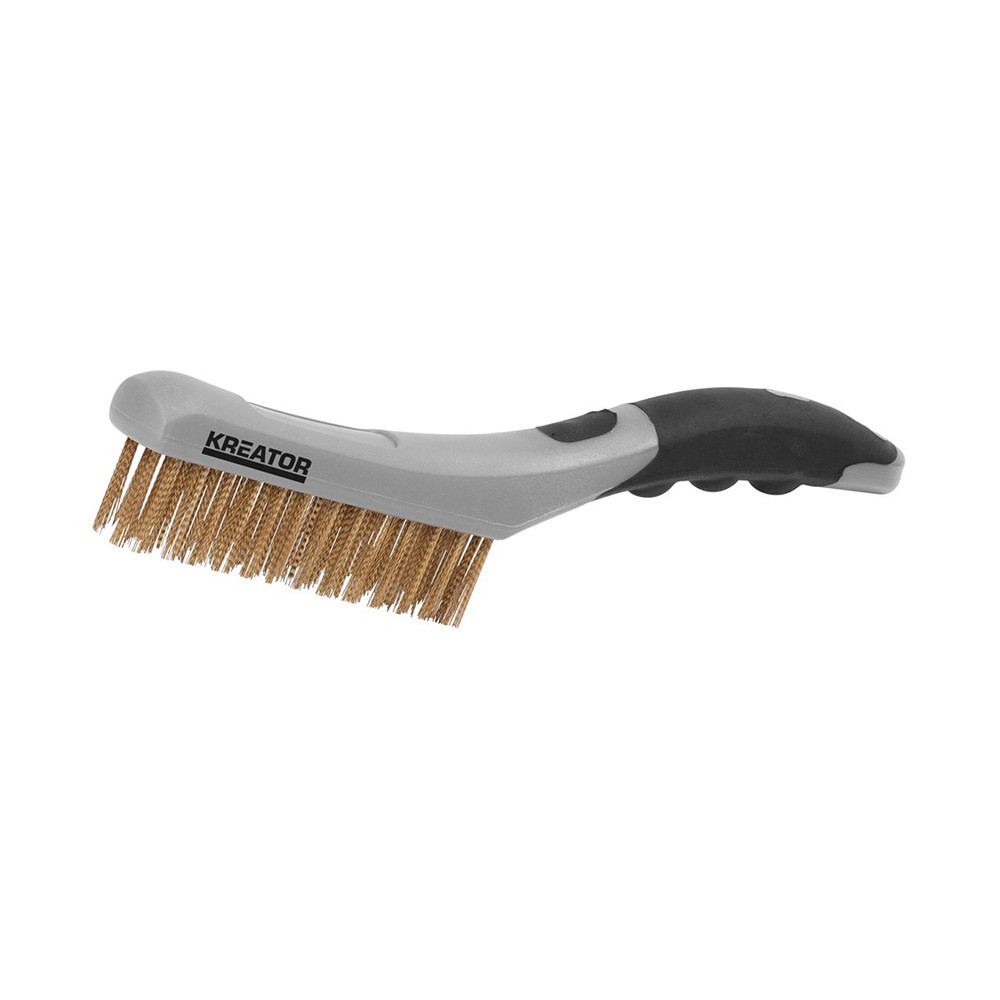 Metal brush, brass, 4 rows, plastic handle Kreator