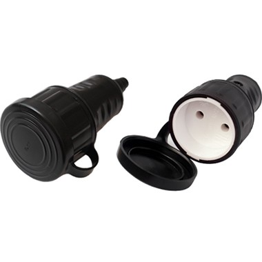 Socket unearthed 16A, IP44, black BYLECTRICA