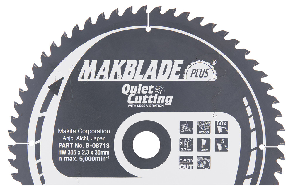 T.C.T. Zāģripa MAKBLADE PLUS 305X2.3X30mm 5° T60, B-08713 MAKITA