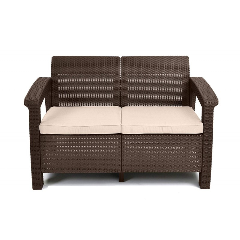 Dārza dīvāns divvietīgs Corfu Love Seat brūns 29197359599 KETER