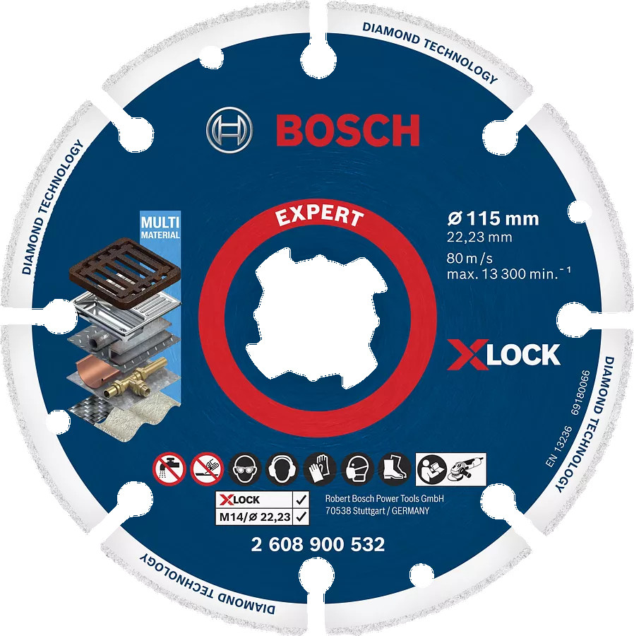 X-LOCK Dimanta disks Metalālam 115mm, Mazām leņķa slīpmašīnām EXPERT DIAMOND METAL WHEEL GRIEZĒJDISKS, 2608900532, BOSCH