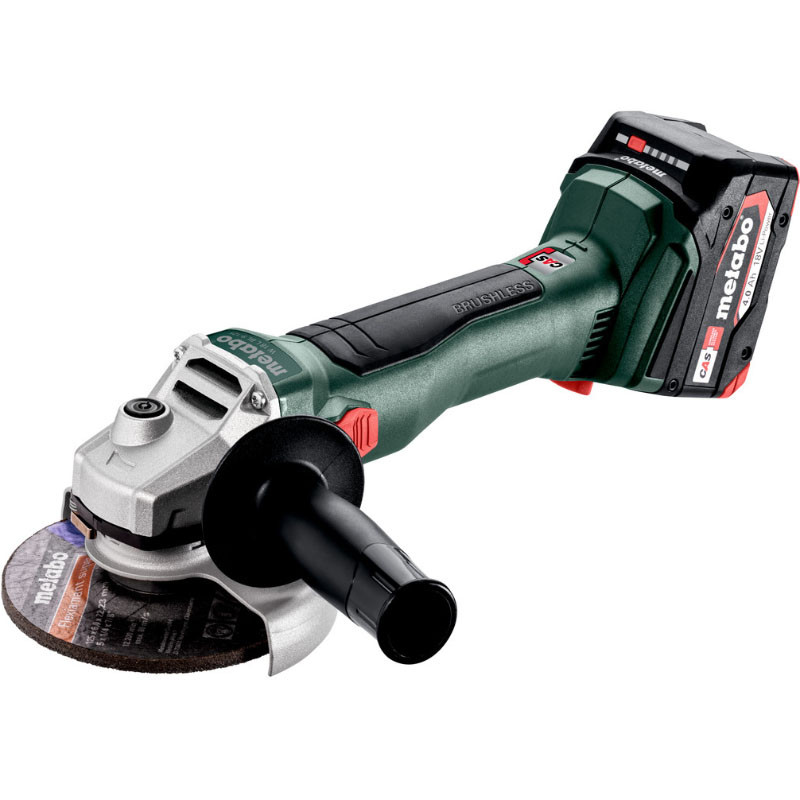 Akumulatora leņķa slīpmašīna W 18 L BL 9-125, 2x4Ah, METABOX; 602374510 METABO