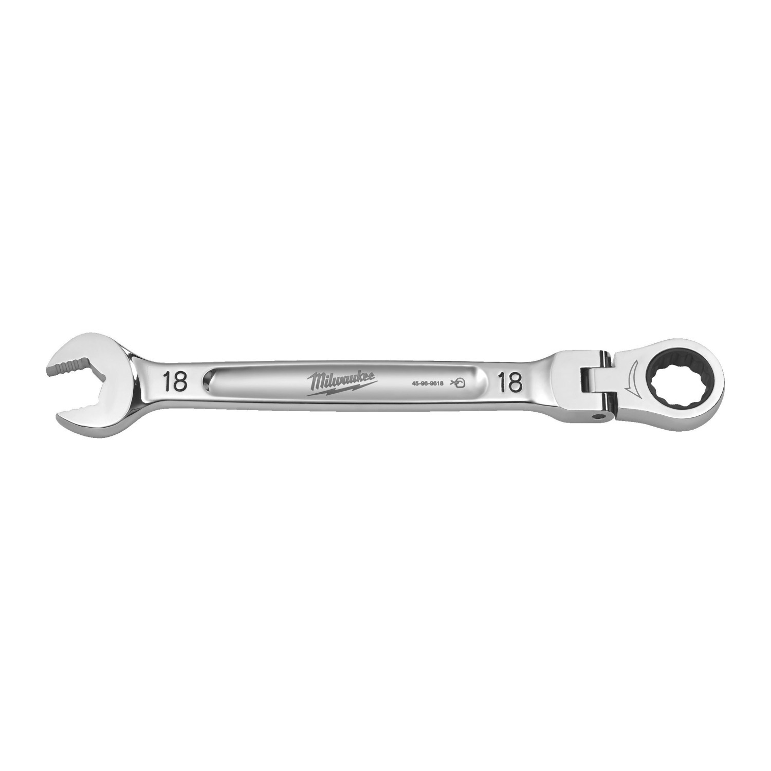 MAX BITE™ KOMBINĒTĀ UZGRIEŽŅU ATSLĒGA AR LOKANU GALVU UN SPRŪDRATU, MAXBITE FLEX HEAD RATCHETING SPANNER - METRIC - 18 MM, 4932480191 MILWAUKEE