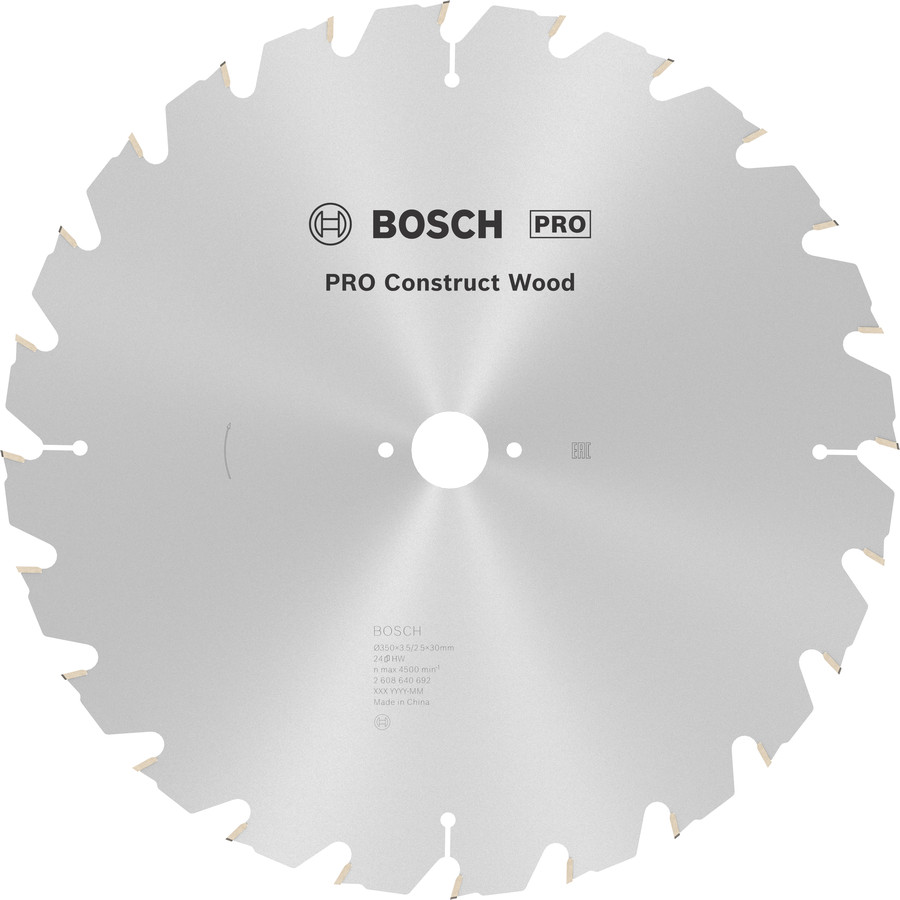 Ripzāģa disks 350x30 mm Construct wood top, Galda zāģiem PRO CONSTRUCT WOOD RIPZĀĢA ASMENS, 2608640692, BOSCH