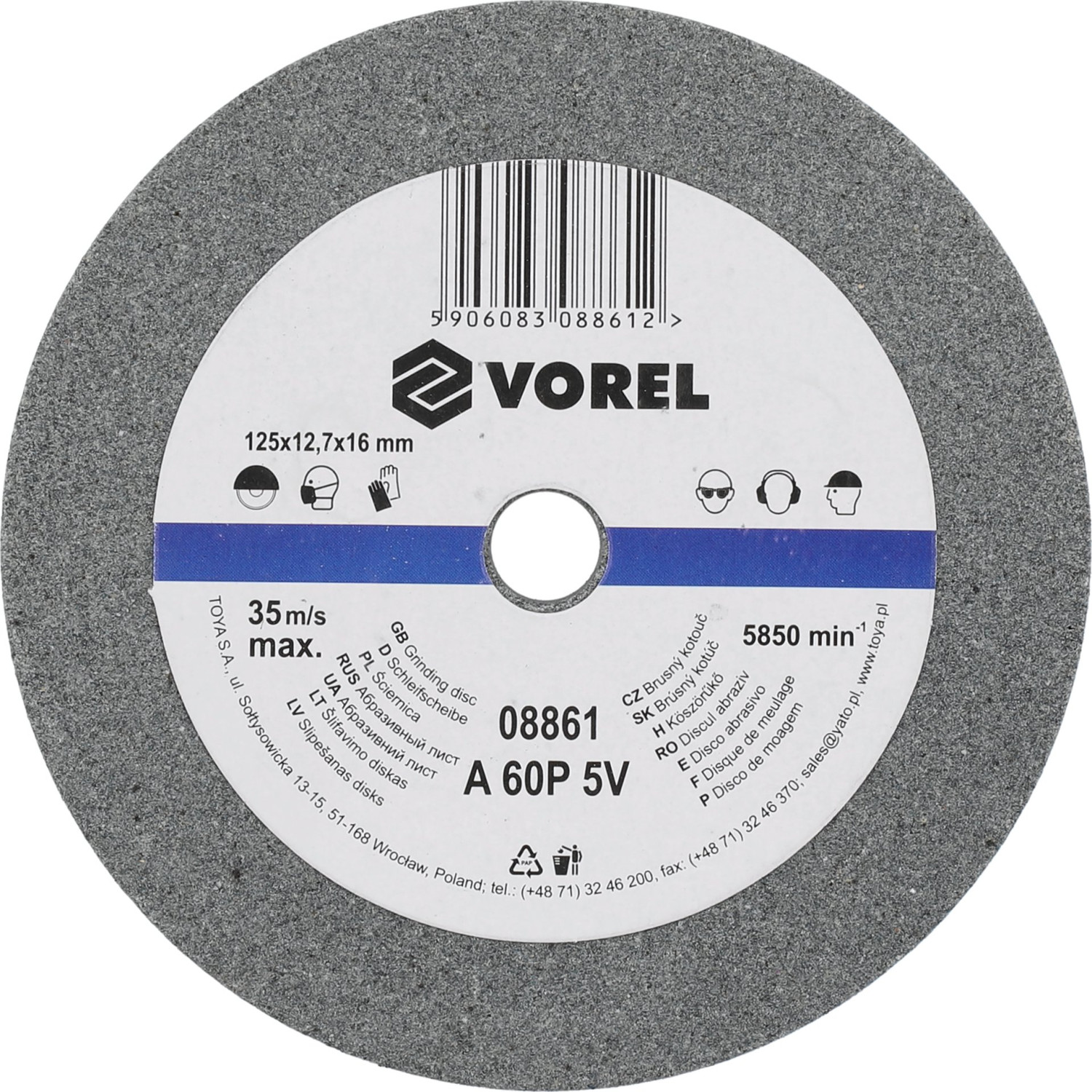 GRINDING DISC 125x12.7x17MM /FINE/ 08861 VOREL