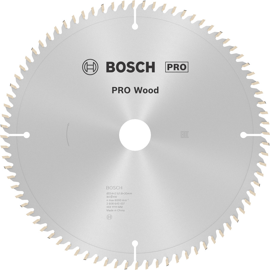 Stacionārā ripzāģa disks 254x30x80, kokam, Paneļzāģiem PRO WOOD RIPZĀĢA ASMENS, 2608640437, BOSCH