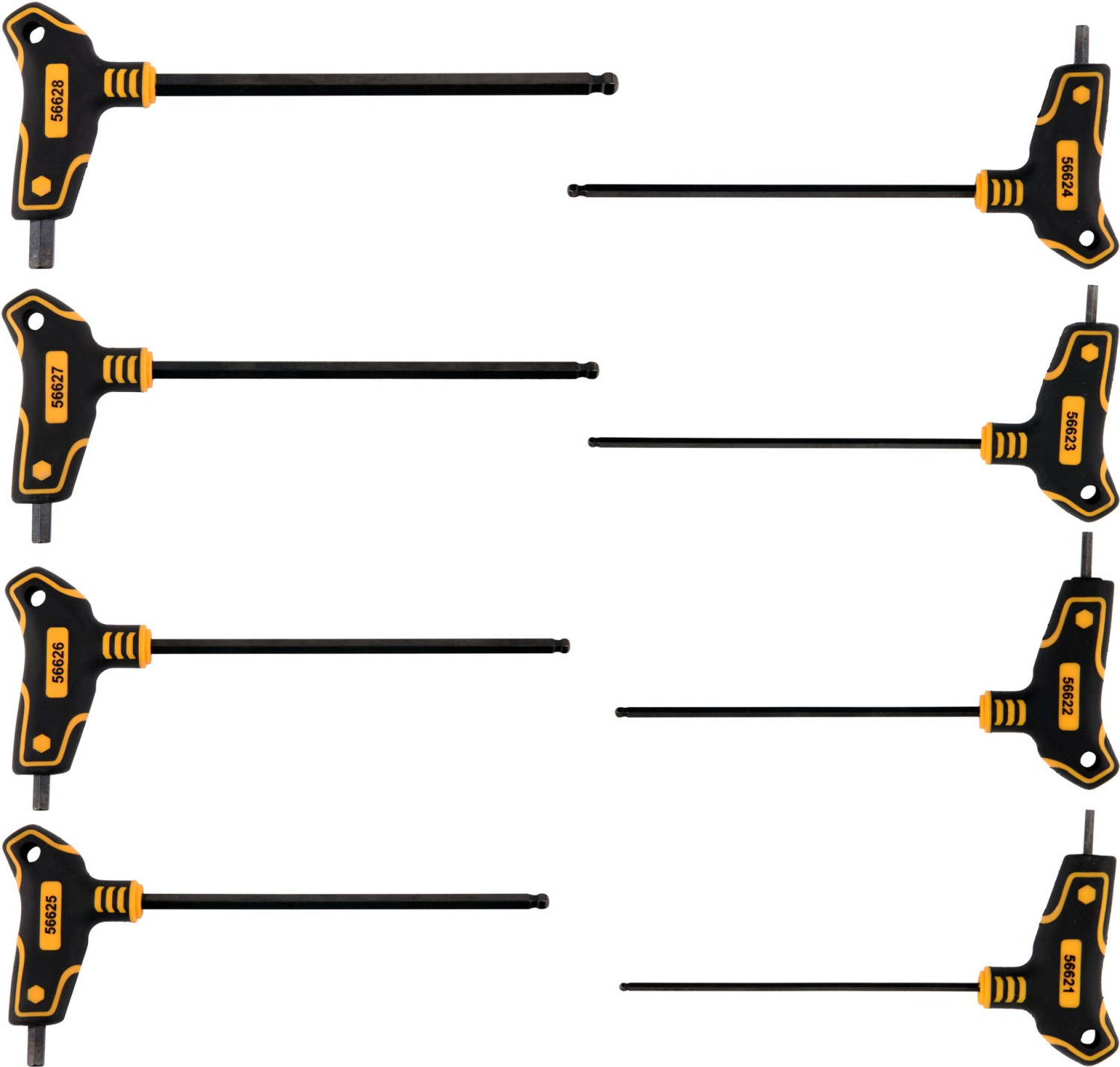 T-HANDLE HEX KEY WITH BALL SET 8PCS 56629 VOREL