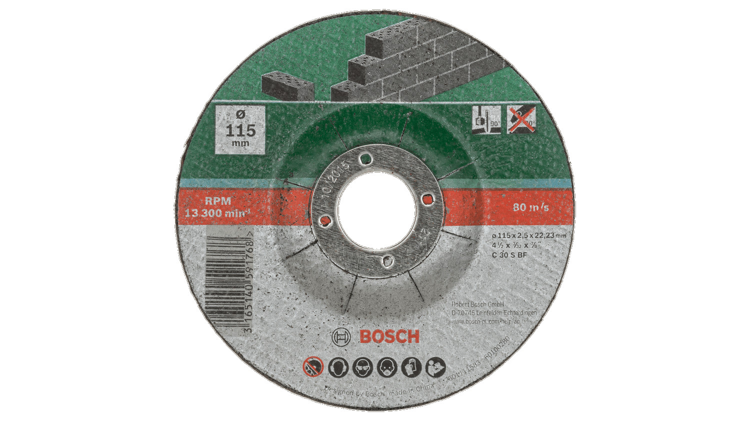 Cutting and Grinding Cutting Disc for Stone Depressed Centre Set 5 Pieces, 2609256334 BOSCH