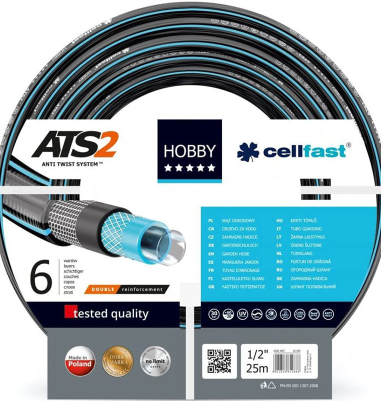 Dārza šļūtene HOBBY ATS2 : 1/2", 25m; 16-200 CELLFAST