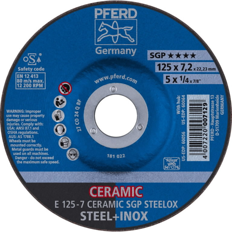 Šlifavimo diskas 125x7mm SGP Ceramic STEELOX 007129 PFERD