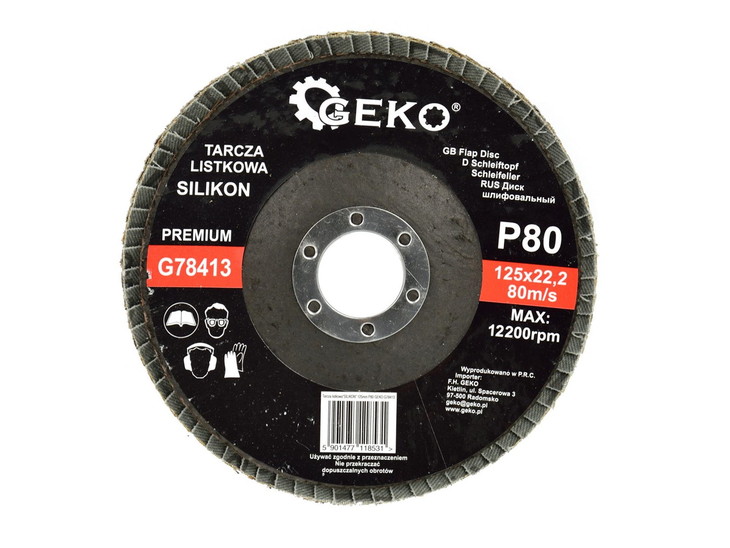 Silīcija karbīda lapiņu slīpdisks 125mm, 80 grauds, G78413 GEKO