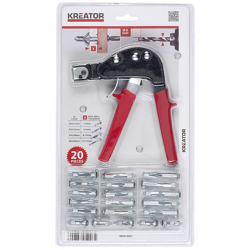 Mounting pliers for plasterboard anchors + (20 pcs.) Anchors Kreator