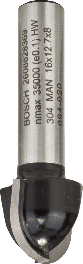 Divpus.pusap.frēze, HM R=8 mm, l=13 mm,kāts 8mm, Rokas frēzēm, malu frēzēm IELIEKTO GROPJU FRĒZE STANDARD FOR WOOD, 2608628369, BOSCH