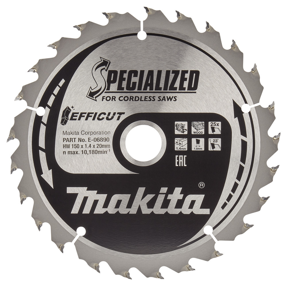 T.C.T. Zāģripa kokam 150X1.4X20mm 23° T25 EFFICUT, E-06890 MAKITA