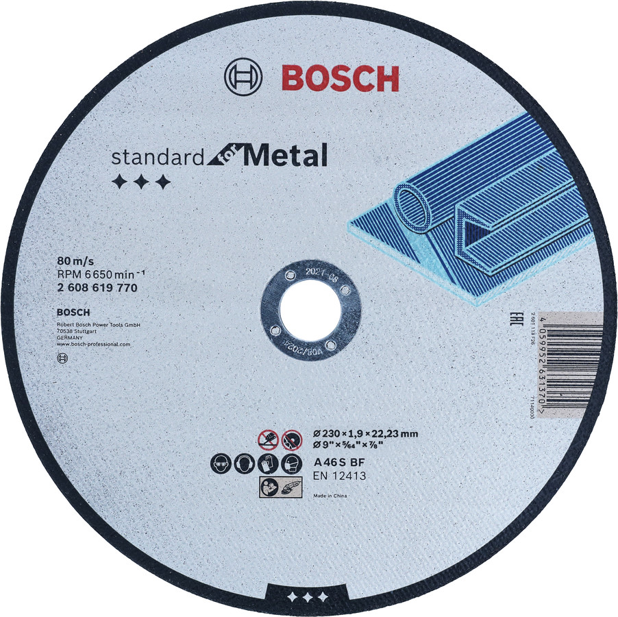 Metāla griešanas disks, 230 mm, 22.23 mm urbums, 1.9 mm biezums, 2608619770, BOSCH