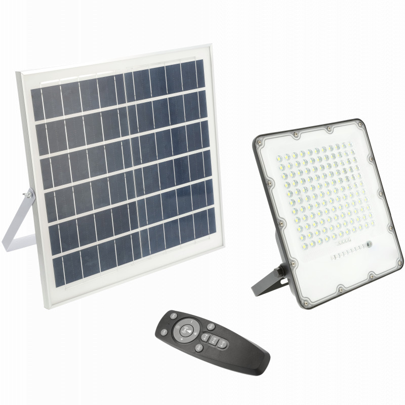 Solārais LED prožektors BRAVOS, 150W, 1500lm, 6400K, IP65, 120°, saules panelis, LD-BRAVOS150W-64 GTV