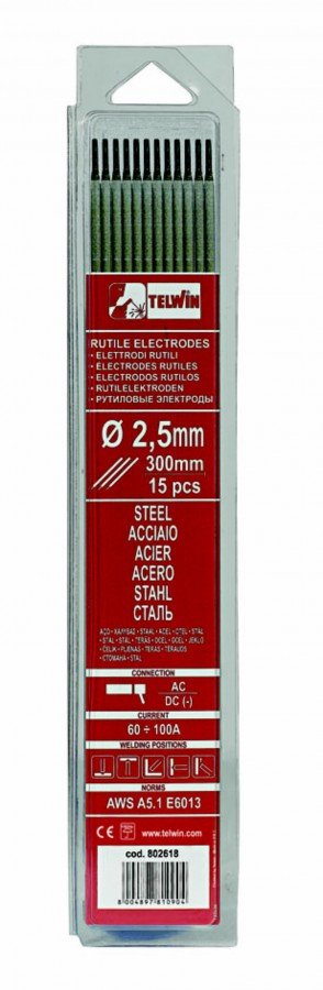 Elektrodai Rutile 2,0x300mm (15 vnt.) 802617 TELWIN