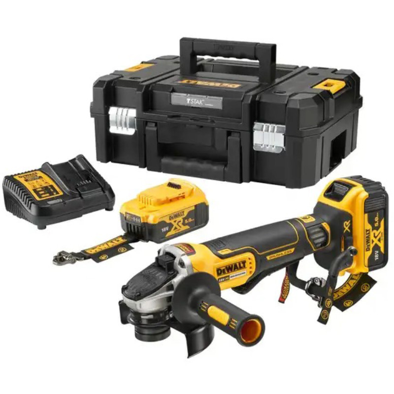 Nurklihvija 18V DCG406P2LRT 125mm, BL, 2x5A, h TSTAK, LANYARD READY, DCG406P2LRT-QW DEWALT