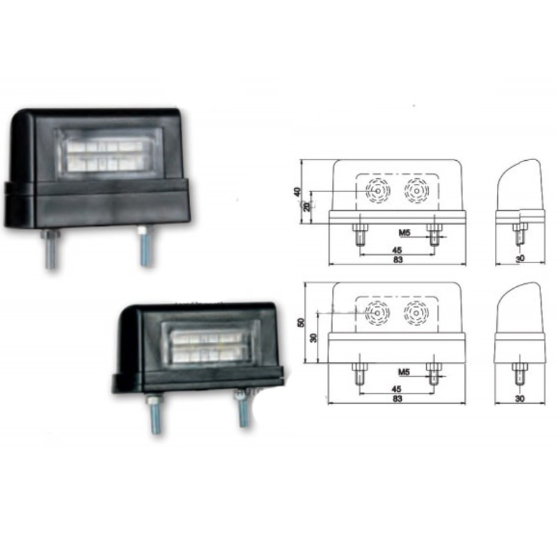 Piekabes numura LED apgaismojums ar vadu 0.5m (2x0.75) + DC savienojums; FT-016/1QS075 FRISTOM