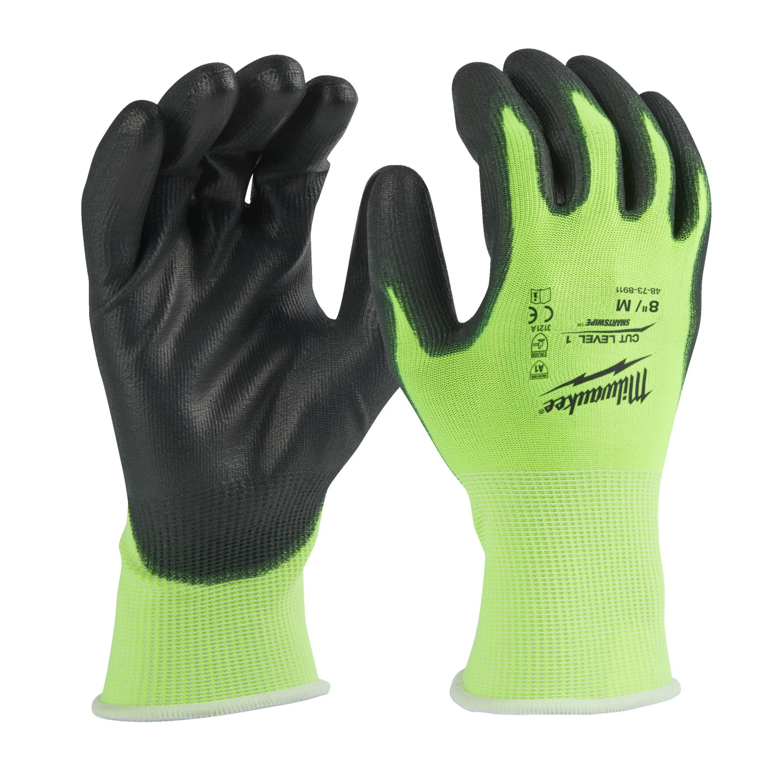 PRETSAGRIEŠANĀS AIZSARDZĪBAS A KLASES ATSTAROJOŠI CIMDI, HI-VIS CUT A GLOVES - 8/M - 1PC, 4932479917 MILWAUKEE