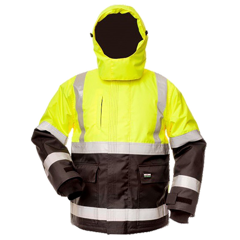 Hi-VIS geltona/pilka žieminė darbo striukė, S dydžio BALTIC CANVAS