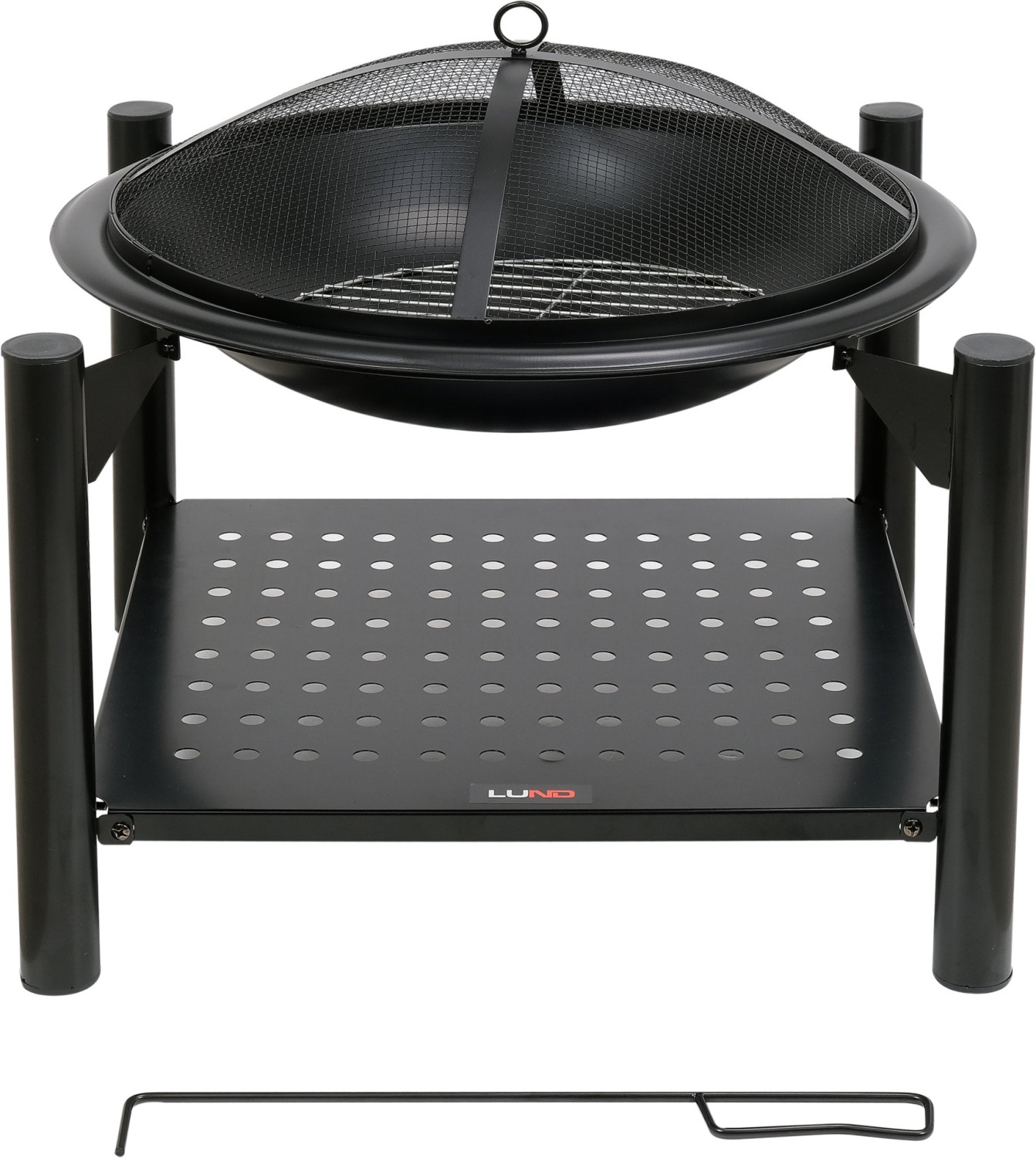 STEEL FIRE PIT W/ LOG STORE 58X58CMX55CM 99914 LUND