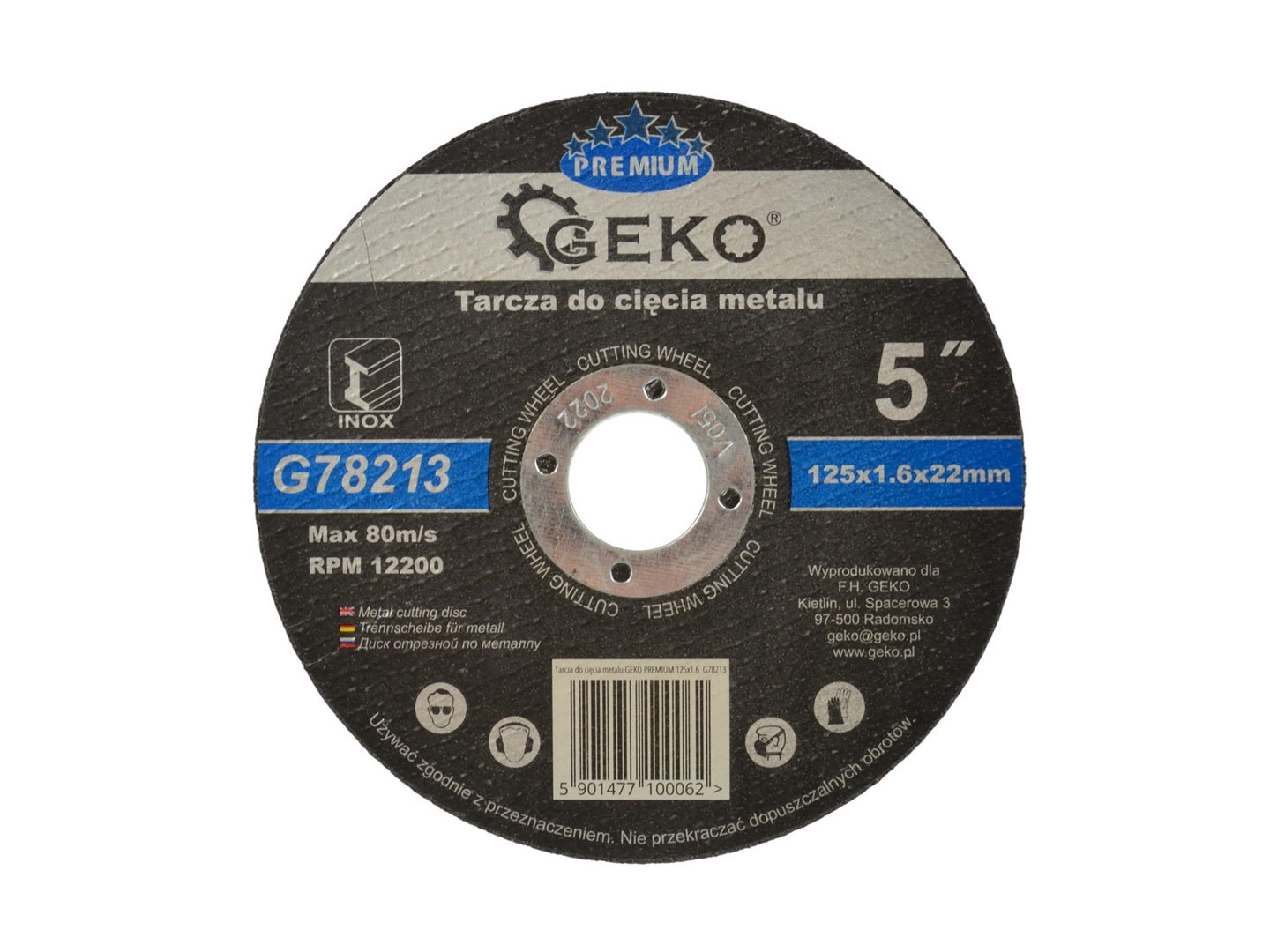 Metāla griezējdisks GEKO Premium 125x1,6x22,2mm, G78213 GEKO