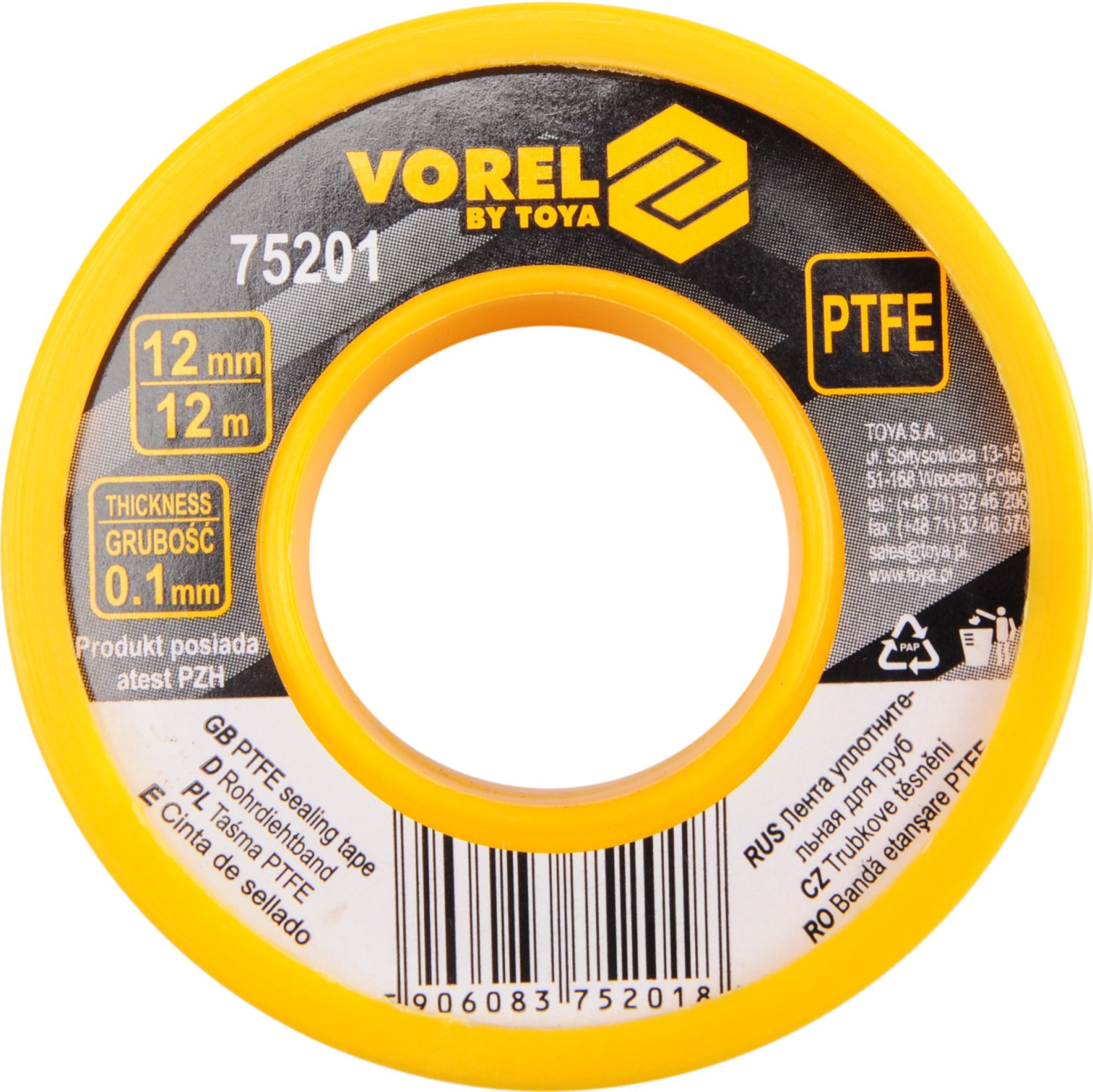 PTFE TAPE 12Mx12MMx0.1MM 75201 VOREL