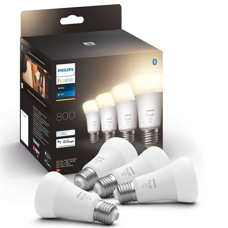 Philips Hue nutipirnide komplekt E27 4x800lm 60W, valge, 4tk.