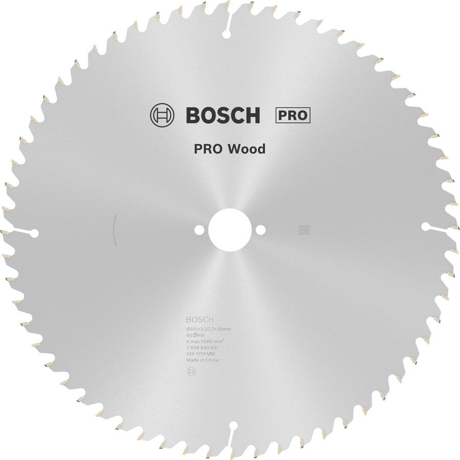 Ripzāģa disks  315x30 mm zāģa galdiem, Galda zāģiem PRO WOOD RIPZĀĢA ASMENS, 2608640651, BOSCH