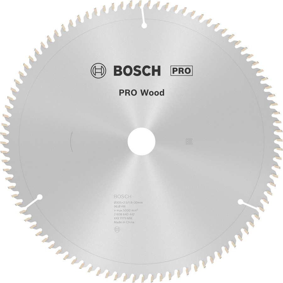 Stacionārā ripzāģa disks 305x30x96, kokam, Paneļzāģiem PRO WOOD RIPZĀĢA ASMENS, 2608640442, BOSCH